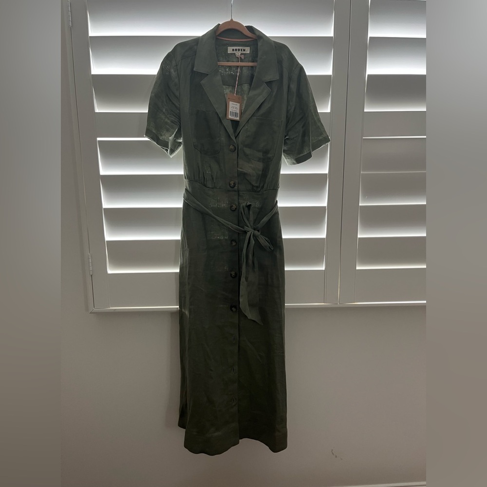 Green Button-Up Midi Dress